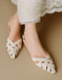 Criss Cross Cream Flat Sandals with Overlapping Straps – Essence by Rubina